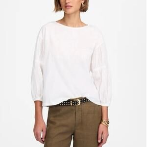 NWT Madewell Puff-Sleeve Drop-Shoulder 100% Cotton Knit Top White Size Large